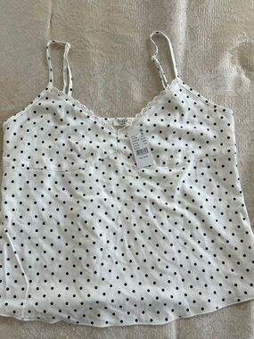PacSun White Polka Dot Camisole with Black Dots
